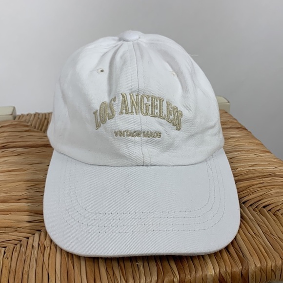 Los Angeles Embroidered Vintage Made White on White Adjustable Hat Cap main image 6